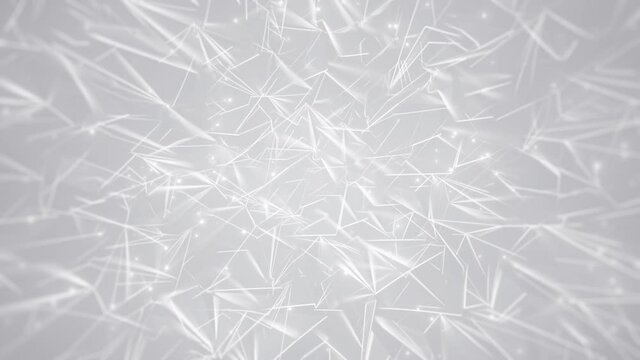 White Glowing Edges. Polygonal lines and  particles. Abstract background. Looped video.