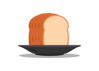 Bread on a plate. Simple flat illustration. 