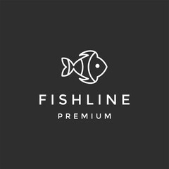 Line Art Fish Vector Logo Design Inspirations on black background