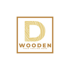 Letter D with Wooden Texture and Square Shape Logo. Usable for Business, Architecture, Real Estate, Construction and Building Logos