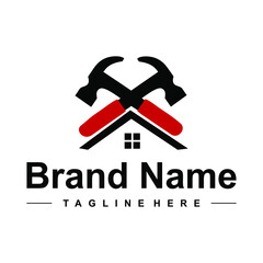 home with hammer logo design creative modern idea