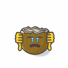 Cute Coconut Character Flat Cartoon Vector Template Design Illustration