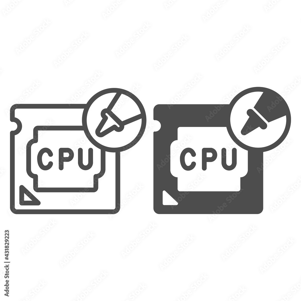 Poster processor and thermal paste in tube line and solid icon, pcrepair concept, paste in tube vector sign