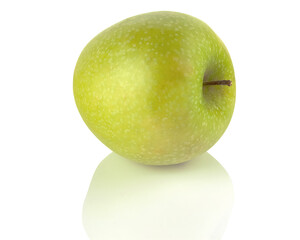 A ripe apple on a white background