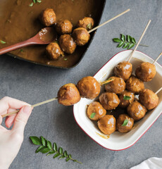 Delicious homemade popular Hong kong street food / Hong Kong Curry Fishball / Made from fresh...