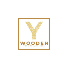 Letter Y with Wooden Texture and Square Shape Logo. Usable for Business, Architecture, Real Estate, Construction and Building Logos