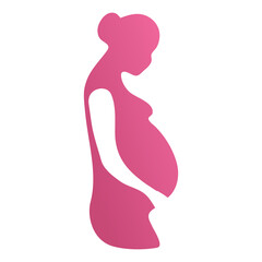 Pink silhouette of a pregnant woman on a white background for web design or for printing