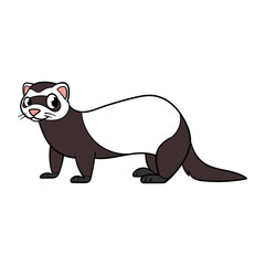 Isolated Cartoon Ferret Vector Illustration