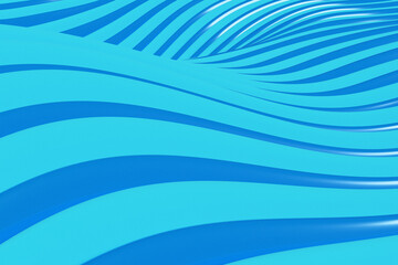 3d Illustration  rows of blue line  .Geometric background, weave pattern.