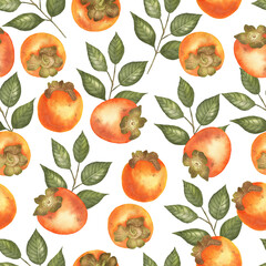 Pattern Persimmon and leaves