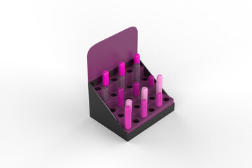 Lipstick Display Stand Holder, Cosmetics Display Stand, Cosmetics Pos Display. 3d illustration