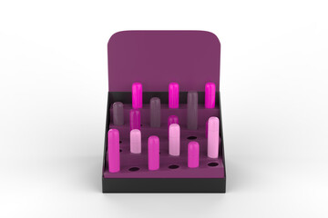 Lipstick Display Stand Holder, Cosmetics Display Stand, Cosmetics Pos Display. 3d illustration