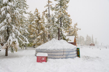 Heavy snow in Khuvsgul Lake, Mongolia