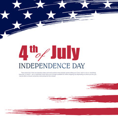 White composition with abstract silhouette of USA flag, design component