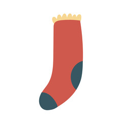Cozy sock in red,yellow and blue colors as home decor or clothes. 