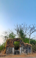 Abandoned facade with only Window remaining