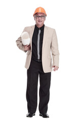 in full growth. male architect with drawings.