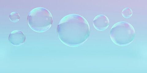 Abstract cosmetic background with soap bubble water. 3d render of pastel ball.