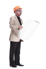 in full growth. male architect with drawings.