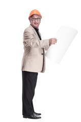 in full growth. male architect with drawings.