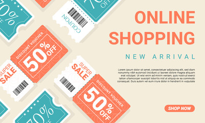 Flat design online shopping and sale Minimalistic background