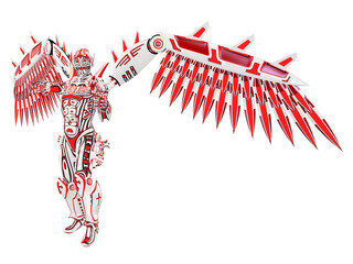 3d illustration of an sciene fiction robot