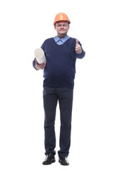 in full growth. male architect with drawings.