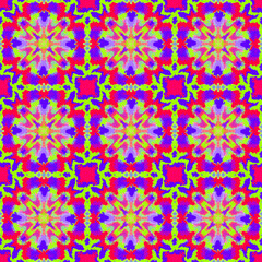 Abstract kaleidoscope background. Colorful seamless patterns. Geometric design elements. Repeat Tie Dye. Ethnic Persian Motif. Rainbow wallpaper, fabric, furniture print. Psychedelic style.