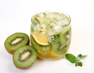 Naklejka na ściany i meble Drink from ripe fruits with melissa and ice
