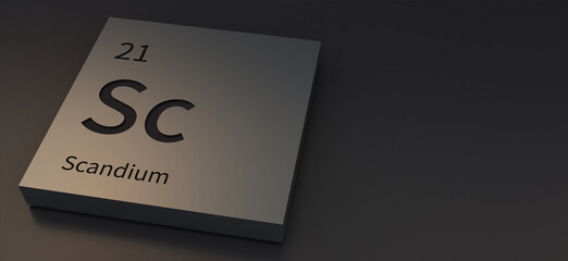 Scandium-elements on periodic table 3d illustration.