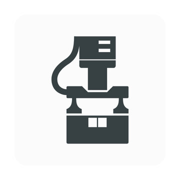 machine pressing box, dark gray, white background clip art preview
