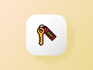 Key Icon in Summer Vacation Concept With Bubble Box on Gradient Background. Perfect for logo, website, presentation, application, social media, and more.