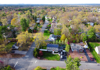 Obraz premium aerial view of residential community in spring season