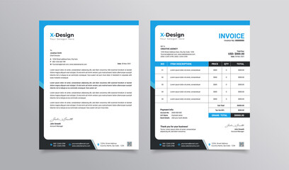 Professional corporate business stationery pack letterhead and invoice template