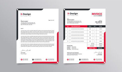 Corporate business letterhead and invoice template Business branding identity design template