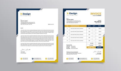 Modern business stationery collection letterhead and invoice template design