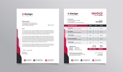 Corporate business branding identity or stationery design with letterhead and invoice template