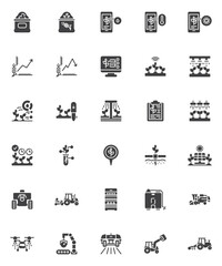 Smart agriculture vector icons set