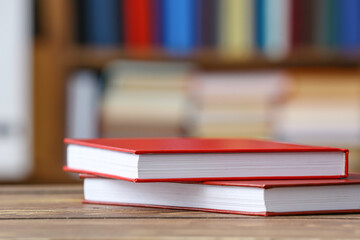 Books on table in library