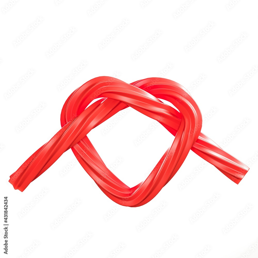 Poster red heart shape candy minimal concept idea on white background. 3d rendering