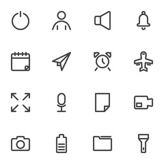 Basic UI line icons set