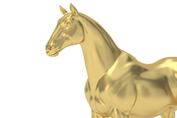 Gold horse isolated on white background. 3D illustration.