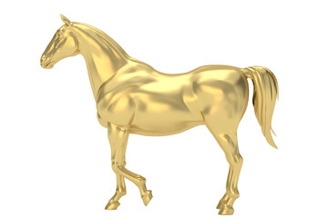 Obraz na płótnie Canvas Gold horse isolated on white background. 3D illustration.