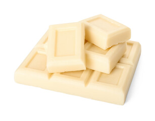 Chocolate pieces on white background