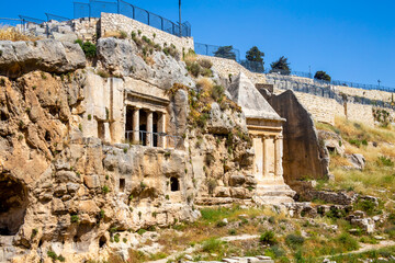 Fototapeta premium Jerusalem, Israel - 27 april 2021: Tomb of Benei Hezir and Tomb of Zechariah
