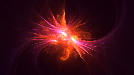 3D rendering abstract multicolor fractal light background