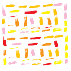 Red Watercolor Creative. Yellow Brushstroke Design. Brushes Background. Ink Isolated. Paintbrush Background. Paint Graffiti. Grungy Chinese. Art Chinese. Set Scratch.