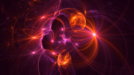 3D rendering abstract multicolor fractal light background