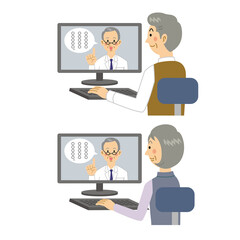 オンライン診療を受ける老夫婦