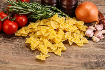 Raw Italian farfalle pasta for cooking